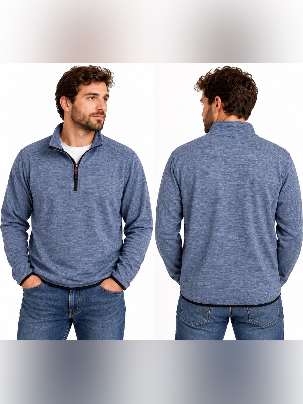 Avalanche Outdoor Supply Co Blue Heather Quarter Zip Pullover Large